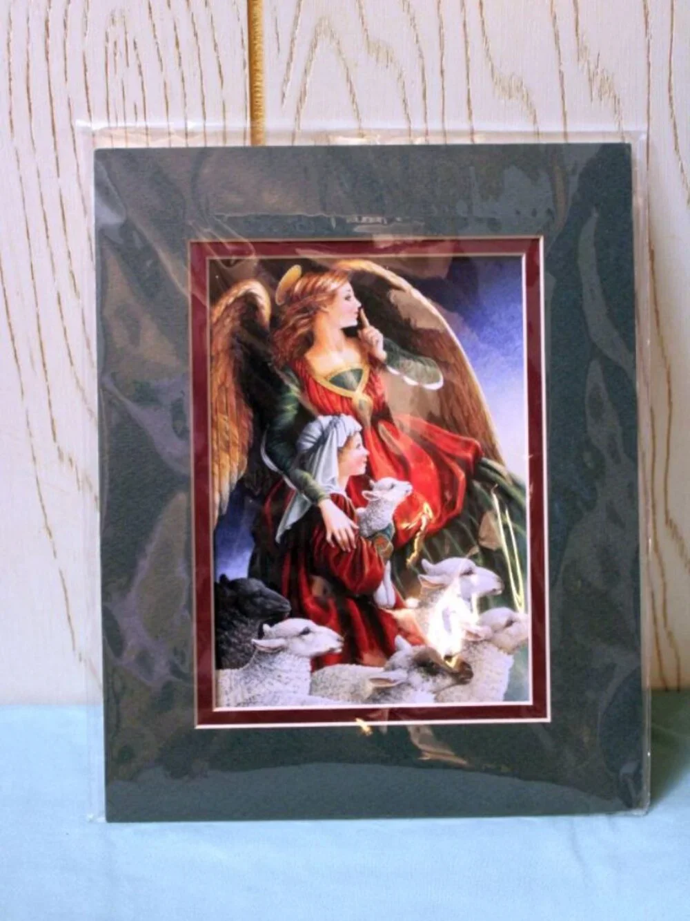 Robert Stanley Noel Table Runner & Angel with Shepherd Matted Photo - NWT